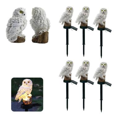 Imagem de Coruja Luminaria Solar Kit 6 Uni Enfeite Casa Jardim Quintal Decoraçao Iluminaçao Resistente Luz led Multiuso Resistente