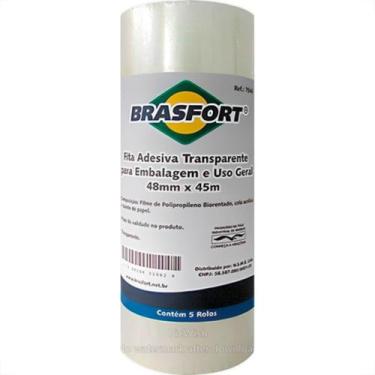 Imagem de Brasfort Fita Adesiva P/Embalagem Brasf Transp 48X45 - Kit C/5 Un