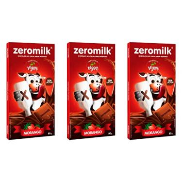 Imagem de Kit 3 Chocolate Vegano Sem Leite 40% Cacau Morango Zeromilk