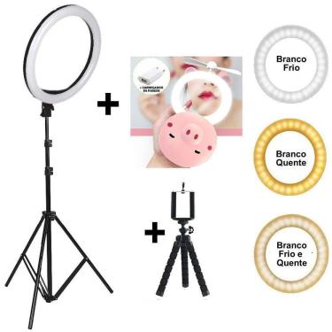 Imagem de Iluminador Ring Light 26cm com Tripé + Tripé Flexivel + Espelho Iluminado CBRN14019  