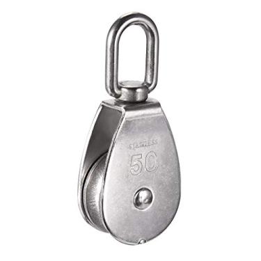 Imagem de 1 peça levantando guindaste gancho gancho único bloco de polia pendurado roda de reboque 304 aço inoxidável m50