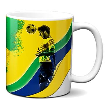 Imagem de Caneca Futebol Bandeira Brasil Criativa Copa do Mundo 2022 (Branca)