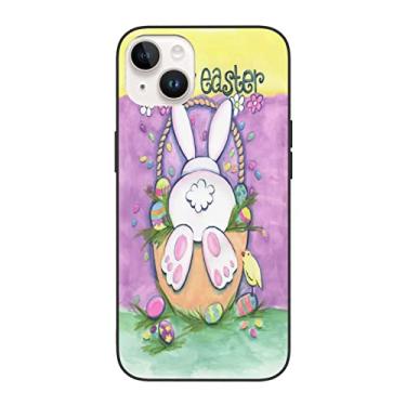 Imagem de Capa para iPhone 14 Happy Easter Cute Bunny Phone Case Capa protetora à prova de choque PC + TPU proteção contra quedas para meninas mulheres-IP14 Plus-6,7 polegadas