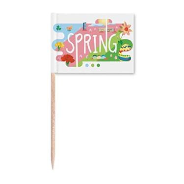 Imagem de Ilustração de primavera, bandeiras de palito, marcadores para decoração de festa
