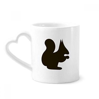 Imagem de Caneca de desenho de animal esquilo preto caneca café cerâmica copo de coração de vidro