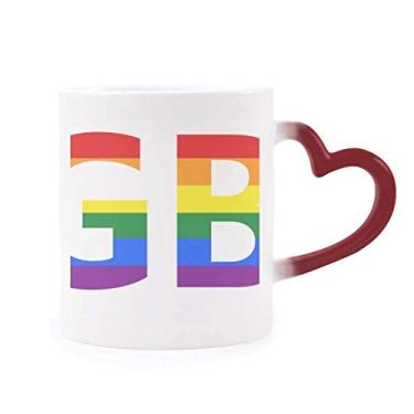Imagem de Caneca LGBT Transgênero Suporte Bissexuais Sensível ao Calor Vermelho Copo de Grés que Mudam de Cor