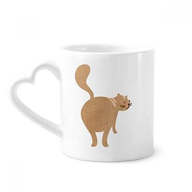 Imagem de Caneca de gato marrom fofo andando animal café cerâmica copo de coração de vidro