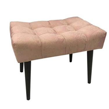 Imagem de Puff Capitonê Luxo Jacquard Rosê Medalhão