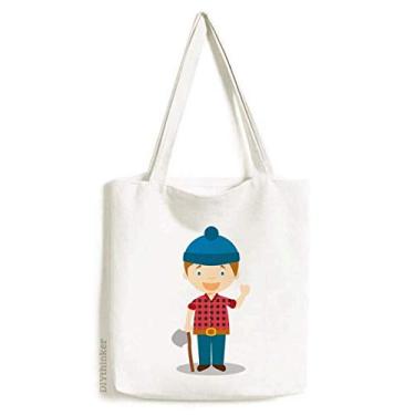 Imagem de Blue Hat Shirt Canada Cartoon Tote Canvas Bag Shopping Satchel Casual