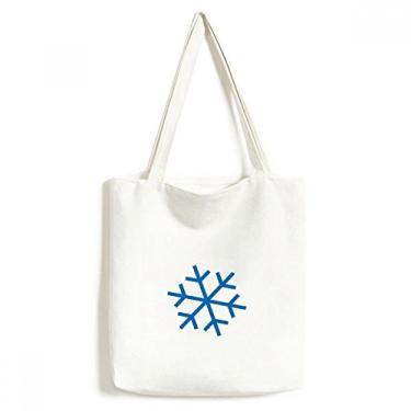 Imagem de Bolsa de lona esportiva de inverno floco de neve azul bolsa de compras bolsa casual bolsa de mão