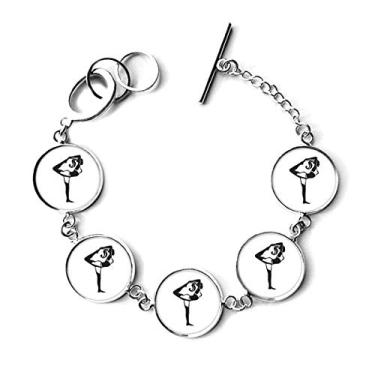 Imagem de DIYthinker Bracelete com pingente de corrente para ioga com silhueta para meninas