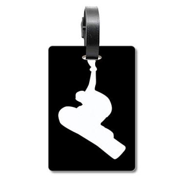 Imagem de Skateboarding Sport Black Jumping Outline Mala de Bagagem Etiqueta Cartão de Bagagem Scutcheon Etiqueta