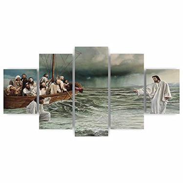 Imagem de x4adesivos Mosaico MDF Jesus Andando Sobre as Águas 115x60cm - Quadro Decorativo - Sala de Estar - Religioso