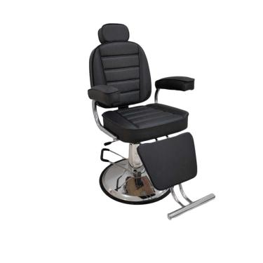 Cadeira De Barbeiro Reclinável Harley Profissional Dompel Cor Preto/Branco