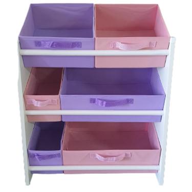 Imagem de Organizador Infantil Brinquedos Caixas Educativo Rosa Lilas