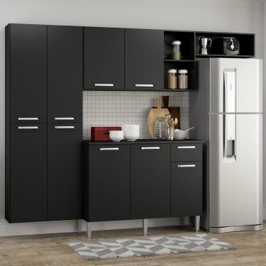 Imagem de Cozinha Completa Compacta Com Balcão Preto