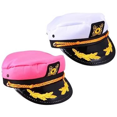 Imagem de ULDIGI 2 Unidades chapéu de marinheiro de festa chapéus de capitão para festa chapéu azul marinho vestidos trajes para homens chapéu de sol chapéu de capitão de festa a cosplay