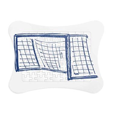 Imagem de Moldura de quebra-cabeça com padrão de rede de porta de futebol azul ornamento de jogos de quebra-cabeça