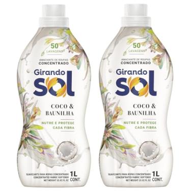 Imagem de Kit Amaciante Concentrado Girando Sol Coco e Baunilha 1 Litro, 2 Unidades, Rende 100 Lavagens