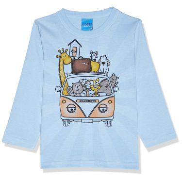 Imagem de Kely Kety Camiseta de Manga Longa Carro com Animais Meninos, M, Azul (Surfside)
