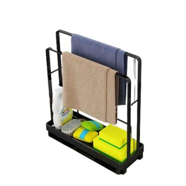 Imagem de Organizador de pia organizador de pia de cozinha suporte de esponja de cozinha cesta de drenagem de cama rack de pano rack de pano bandeja de drenagem removível estreito economizar espaço (25 x 9 x 25