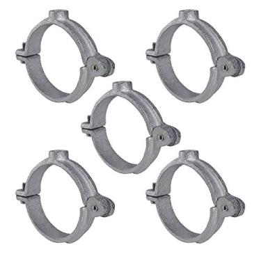 Imagem de HIGHCRAFT HINGG-114-5 Gancho de tubo articulado de anel dividido de decoração industrial 3-1/4 pol. Ferro galvanizado, com encaixe de haste de 9,5 mm, suporte de montagem vintage para tubos, cortina