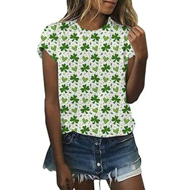 Imagem de Camisetas femininas para o Dia de São Patrício, camisa de trevo, plus size, blusa feminina, manga curta, confortável, Camisetas femininas Green St Patricks Day, P