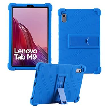 Imagem de HminSen Capa para Lenovo Tab M9 22.9 cm (TB-310FU, lançado em 2023), capa ajustável de silicone macio para crianças para tablet Lenovo Tab M9 (azul)