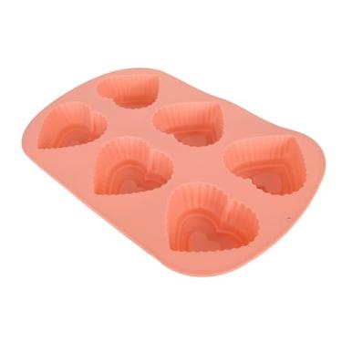 Imagem de Moldes De Silicone Em Forma De Coração Com 6 Buracos, Molde Multifuncional Para Fazer Doces, Bolo De Chocolate, Pudim, Sabonete Artesanal
