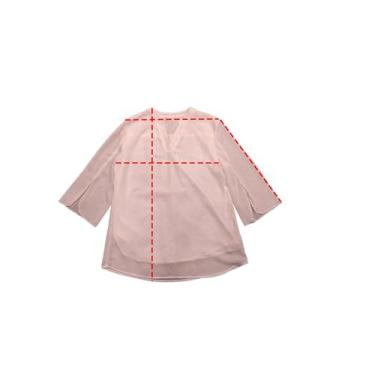 Imagem de joyliveCY Camisetas de chiffon manga 3/4 gola V, rosa, P
