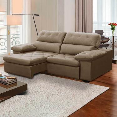 Imagem de Sofa Retratil Reclinavel 2 Lugares 2,40m Crystal Veludo Capuccino LansofBR