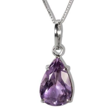 Imagem de Colar Gema Gota Ametista Facetado 16mm Garra Prata 950