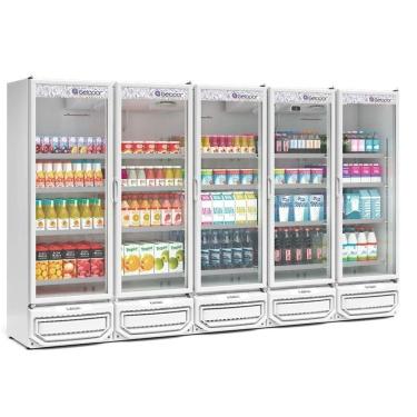 Imagem de Expositor Vertical 5 Portas De Vidro Gcvr2500 Gelopar Refrigerador 2492 Litros Branco 220v