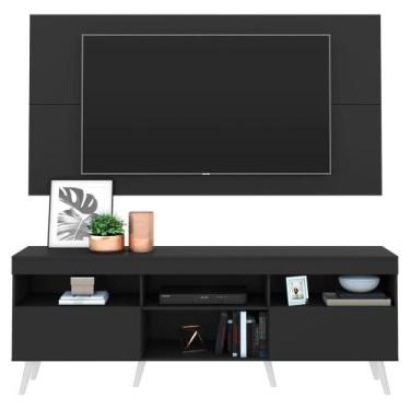 Imagem de Rack com Painel e Suporte TV 65" Retrô Flórida Multimóveis V3134, Pret