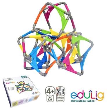Imagem de Quebra-cabeça geométrico Edulig puzzle 3D Equilibrix 75 peças e conexõ