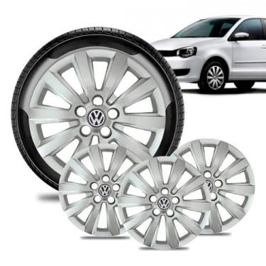 Imagem de Jogo 4 Calota VW Volkswagen Aro 14 Polo Prata - GFM - CALOTA