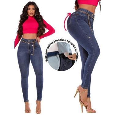 Imagem de Calça Jeans Feminina Modela Bumbum  Com Bojo e com Cinto Metal-5101 - 