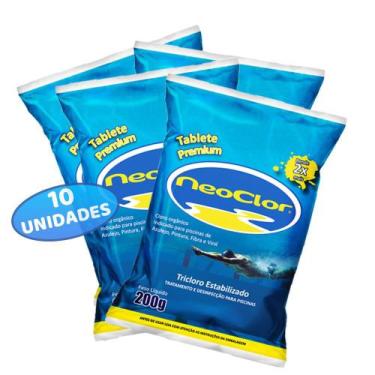 Imagem de Kit com 10 Tabletes De Cloro Premium Neoclor Pastilha Para Tratamento 