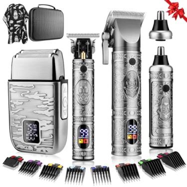 Imagem de QREEYX Máquina de Cortar Cabelo para Homem T-Blade Trimmer Nariz Aparador de Cabelo Conjunto de Barbeador Elétrico, Conjunto de Cortadores de Barbeiro Profissional 4 Em 1 para Corte de Cabelo, Kit de Preparação Masculina com Display Lcd, Presente Ideal para Ele