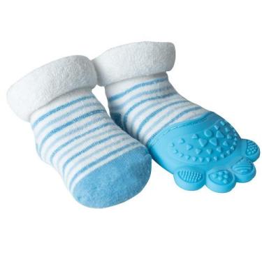 Imagem de Meia Mordedor Para Bebe Massageador De Gengiva Buba, Azul