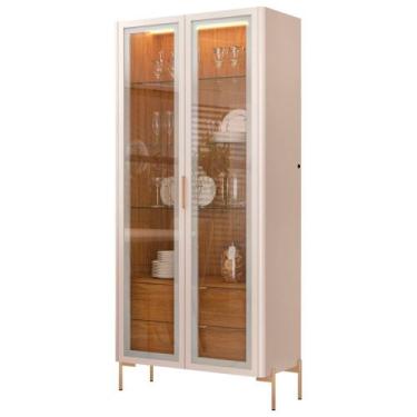 Imagem de Cristaleira Portas de Vidro Com LED Amelia 80cm D04 Freijó/Off - Mpoze