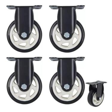 Imagem de Kit 4 Rodinhas Reforçada Rodízio Base Fixa 4 Polegadas 100kg - FRIGOPR