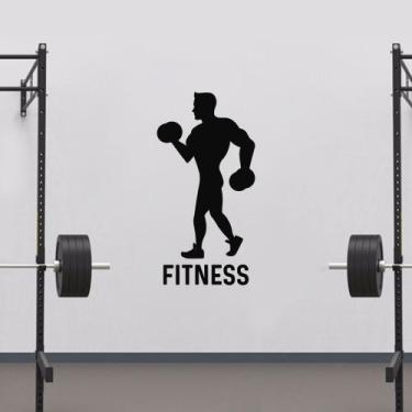 Imagem de Adesivo Academia Silhueta Homem Músculos Peso Fitness - Kanto Store