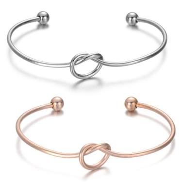 Imagem de Kit Pulseira Feminina Bracelete Coração Dourado Rosé E Prata - PENDULA