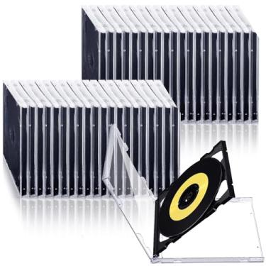 Imagem de Tellegloww Pacote com 20 10,4 mm Cd duplo caixa de plástico duplo 2 discos capacidade DVD padrão em branco Cd capa substituição com dois cubos de disco para proteção de discos (preto)