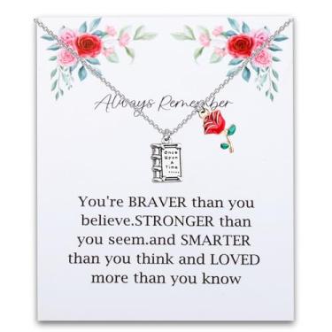 Imagem de BNQL Colar de Fera de Beleza, Presentes de Fera de Beleza, Filmes, Fãs, Colar com Pingente de Rosa, Presentes de Conto de Fadas, Bela Fera, Large, Aço inoxidável, Sem Pedra Preciosa