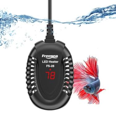 Imagem de FREESEA Aquecedor de aquário de peixes: aquecedor submersível pequeno de tartaruga de 100 W com controlador externo de temperatura ajustável para Beta | Água salgada | Água doce | 38 a 76 litros