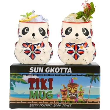 Imagem de SUN GKOTTA Conjunto de 2 canecas de coquetel da Tiki Mugs – canecas de cerâmica havaiana para festa, copos de coquetel fofos, utensílios de bar profissionais da Tiki Bar