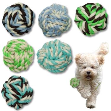 Imagem de Otterly Pets Brinquedos para filhotes de cachorro pequenas bolas de corda para cães morder bola de brinquedo de algodão para filhotes e cães (pacote com 6)