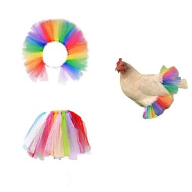 Imagem de Vestido tutu de galinha, saia arco-íris para animais de estimação, vestido de princesa para sua galinha
